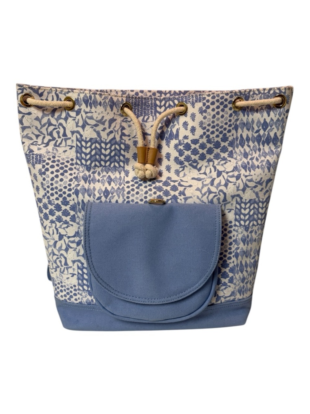 Vineyard Vines Blue Painted Rattan Daypack Backpack. - Picture 3 of 11